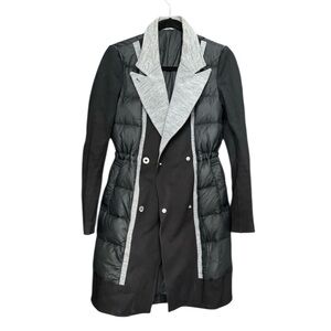Kit and Ace Ashford Black and Grey Down Puffer Trench Coat, Size 2